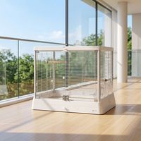 Habitat pour oiseaux en acier d'intérieur avec plateau de nettoyage coulissant, non toxique, pour perruches et canaris