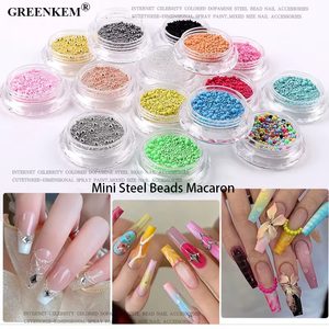 <span class=keywords><strong>Mini</strong></span> perles en acier <span class=keywords><strong>Macaron</strong></span> décorations pour ongles ensemble mélange taille or argent or Rose or acier inoxydable Caviar perles ongles strass - Product Image 4