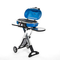 Gril à gaz pliant noir moderne de BBQ de camping Équipement de cuisson au propane extérieur Valise en fer enduit de poudre pour le camping