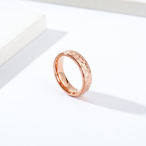 Unisex <b>Titanium</b> Steel <b>Ring</b> Gold Black Rose Gold Silver Hammered Finish Fashion Jewelry Gift for Men and Women - Product Image 3