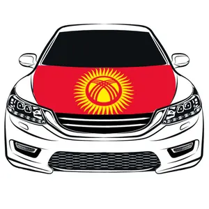 Sunshine sublimasi cetak kustom Kyrgyzstan mobil bendera jendela poliester grosir mobil kosong bendera untuk kap cermin mobil