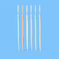 Vente en gros de produits publicitaires compostables personnalisés Brosse interdentaire jetable pour fruits par voie orale Cure-dents en plastique menthe à bas prix