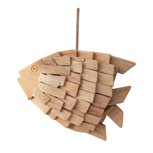 Wooden Fish Wall Hanging Decoration Pine Irregular Shape Home <b>Decor</b> Mediterranean Style Multi Piece Package - Product Image 4