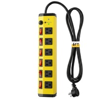 Multiprise industrielle robuste 1200J 20A avec protection contre les surtensions, 6 prises, cordon d'extension 14AWG pour la maison