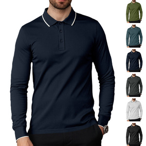 Polo à manches longues pour hommes, vert armée, couleur unie, tenue décontractée pour les sorties et les rendez-vous, taille Xl - Product Image 3