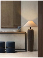 Lampe de sol en pot de terre cuite Wabi-Sabi japonais, LED E27, abat-jour en tissu, pour la décoration d'hôtel, de villa, de chambre d'hôtes, de chambre à coucher
