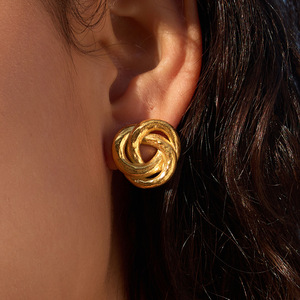 Pendientes de nudo de acero de titanio con diseño geométrico, joyería de moda para mujer - Product Image 2