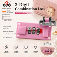 Cadenas à combinaison à 3 chiffres en alliage de zinc or rose, design moderne et durable, pour valises et bagages, conforme aux normes de sécurité internationales