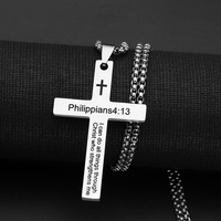 ARNAN Personnalisable pour le produit chrétien Collier croix en acier inoxydable avec pendentif de mode en or de la Bible