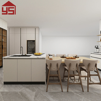 Meuble de cuisine minimaliste 2026, gris mélaminé, porte Shaker, écologique, plat à assembler, pour appartement