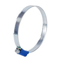Colliers de serrage pour tuyaux en acier zingué W1 réglables à vis sans fin 50-70 avec boîtier bleu pour tuyaux d'eau et de gaz