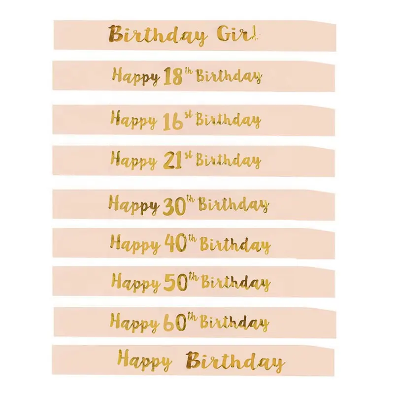 로즈 골드 생일 축하 파티 18 번째 21 번째 30 번째 40 번째 50 번째 60 번째 생일 소녀 새시 파티 <span class=keywords><strong>기념일</strong></span> 장식 용품