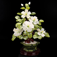 Kedatangan Baru 5 Buah Pohon Bonsai Dekoratif Portabel Berukir Batu Permata Kristal Bunga Peony Jade