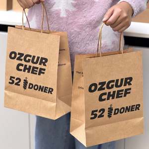 Sacs en papier kraft biodégradables et recyclables personnalisés, écologiques, avec poignées, pour barbecue grillé à emporter - Product Image 4