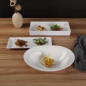 Plats <span class=keywords><strong>de</strong></span> service rectangulaires en mélamine blancs pour barbecue en libre-service, plats <span class=keywords><strong>de</strong></span> présentation pour plats froids, plats pour <span class=keywords><strong>viande</strong></span> marinée, assiettes profondes, vente en gros - Product Image 2