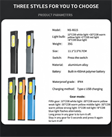Lampe torche LED multifonctionnelle rechargeable USB-C, portable, plate, de poche, avec écran d'affichage, étanche, COB, lumière blanche et rouge
