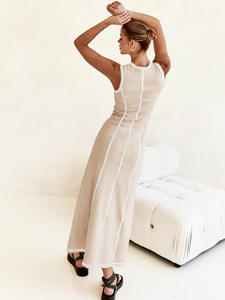 Robes mi-longues décontractées pour femmes Enyami S-XL Boutique Apparels Y2K Nouveau style <span class=keywords><strong>chic</strong></span> en tricot côtelé à col rond sans manches à rayures - Product Image 2