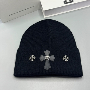 Snuggly and Soft <strong>Winter</strong> Knit Cross Decoration Beanies Solid Color Knit Hat Skull <strong>Cap</strong> with Cuff - Product Image 6