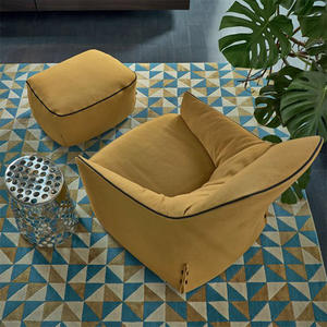 Sillón de Salón de Diseño Moderno con Reposapiés, Sillón <span class=keywords><strong>Individual</strong></span> Blanco con Respaldo Alto y Reposabrazos para Muebles de Sala de Estar - Product Image 3