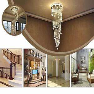 Lampadario a LED per Atrio di Villa Duplex, Lampadario Lungo in Cristallo a Stella per Soggiorno, Illuminazione per Scale in Cristallo - Product Image 2