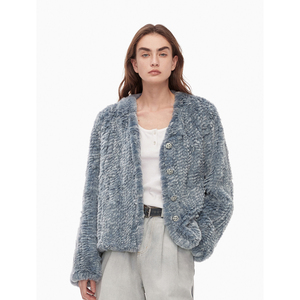 YR1275 Diseño clásico Fluffy Feeling Chaqueta <span class=keywords><strong>de</strong></span> <span class=keywords><strong>piel</strong></span> <span class=keywords><strong>de</strong></span> conejo real <span class=keywords><strong>Abrigo</strong></span> <span class=keywords><strong>de</strong></span> <span class=keywords><strong>piel</strong></span> <span class=keywords><strong>de</strong></span> conejo <span class=keywords><strong>de</strong></span> <span class=keywords><strong>nutria</strong></span> <span class=keywords><strong>de</strong></span> punto suelto para mujer - Product Image 2