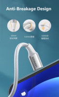 Kabel USB UGREEN USB2.0 A ke L, Kabel USB L Pengisian Cepat Berbahan Nilon Kepang untuk iPhone, Kabel Data dengan Cangkang Aluminium