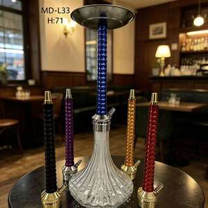 Moderno Set de Hookah con Base Transparente, Soporte Metálico y Tubos Texturizados, Pipa de Agua para Salón, Bar, Cafetería y Uso Doméstico - Product Image 6