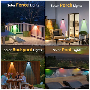 <span class=keywords><strong>Lampe</strong></span> murale <span class=keywords><strong>solaire</strong></span> à LED RVB sans fil IP65 sans perçage pour jardin clôture escalier déco carré atmosphère extérieure - Product Image 6