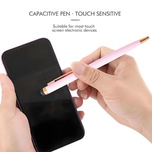 Yüksek kaliteli bükülmüş Metal iş ofis Stylus yumuşak dokunmatik alüminyum tükenmez kalem ile özel logo tükenmez tıklama kalemi - Product Image 2