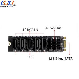 NGFF <span class=keywords><strong>M</strong></span>.2 kunci B + <span class=keywords><strong>M</strong></span> protokol SATA ke 5 * SATA 3.0 konektor 6Gbps kartu Riser ekspansi JMB575 untuk Hard Disk Drive dalam persediaan - Product Image 4