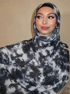 Pañuelo Hijab de Poliéster y Algodón con Estampado Étnico, Talla Grande, 180*80cm, Personalizado, Serie Acuarela - Product Image 1