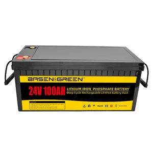 Basen-Batterie LiFePO4 de stockage solaire, 24V, 100Ah, 200Ah, 230Ah, 300Ah