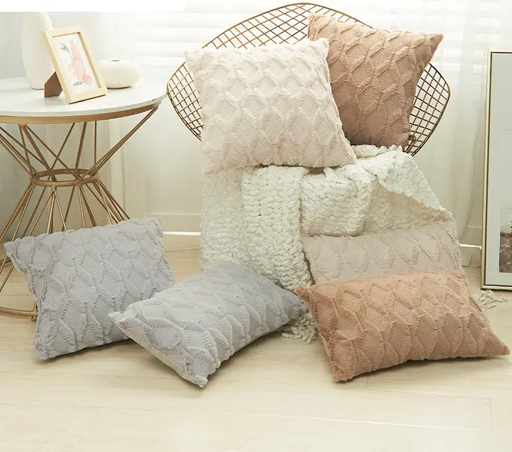 High Quality Luxury Plush Throw Pillow Cover Solid Color Geometric Rhombus Soft Cushion Cover For Sofa Living Room Pillow Cases