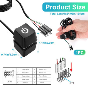 Interrupteur d'extension du bouton d'alimentation de l'ordinateur 1,65 m avec adaptateur de contrôle de démarrage à distance par carte mère et LED - Product Image 4