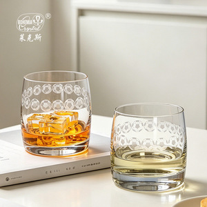Bohemia Crystal Engraved Football Whiskey Glass 201-300ml For Home Use - Product Image 1