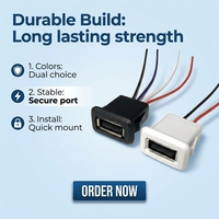Prise d'alimentation USB 2.0 mâle/femelle 2/4 broches en cuivre pour PC, 60V 1.5A, port de charge IP67, vente en gros