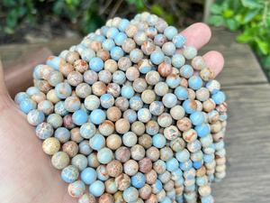 Perles de jaspe impérial bleu ciel naturel, lisses et rondes, 3mm 4mm 6mm 8mm 10mm, pour la fabrication de bijoux - Product Image 5