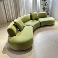 Luxuriöses Modernes Gebogenes Polstersofa mit Holzrahmen, Komfortabler C-förmiger Samt-Modulsofa mit 7 Sitzplätzen für Villen