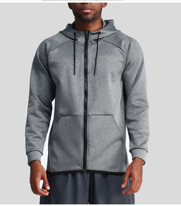 <span class=keywords><strong>Sweat</strong></span> à <span class=keywords><strong>capuche</strong></span> de sport à manches longues pour hommes, veste de course en plein air à séchage rapide pour le basket-ball, style décontracté, motif solide, saison d'automne - Product Image 2