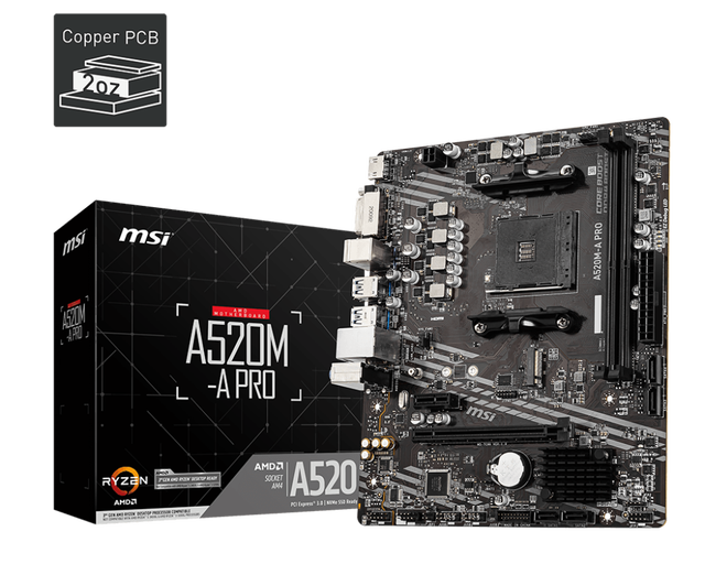 MSI A520M-A PRO Mainboard AMD AM4 DDR4 Ram M-ATX Computer Gaming Motherboard