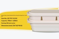 Conteneur jetable biodégradable robuste anti-fuite pour canard rôti 1200ml+700ml, boîte à lunch à deux niveaux, résistant à l'huile, en amidon de maïs + PP