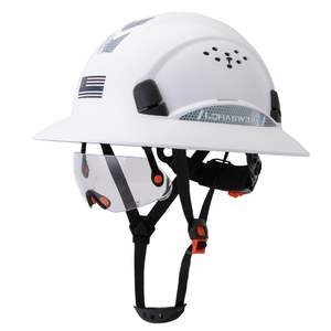 خوذة أمان للبناء مصنوعة من ألياف الكربون مع شعار مخصص، معيار <span class=keywords><strong>ANSI</strong></span> TYPE <span class=keywords><strong>1</strong></span> CLASS C، مزودة بملصقات عاكسة وواقي وجه كامل مصنوع من البولي إيثيلين عالي الكثافة - Product Image 3