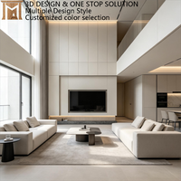 Mur d'arrière-plan TV sur mesure de style italien pour plafond haut avec éclairage LED intégré, élégant meuble TV mural.