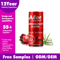 Boissons gazeuses faiblement émaillées en conserve OEM 250ML, jus d'aloe vera frais pressé saveur grenade avec pulpes