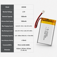 Batterie rechargeable LiPo au lithium polymère 603048 3,7 V 1000 mAh avec circuit de sécurité PCB UN38.3 CE RoHS pour haut-parleur Bluetooth – Vente en gros