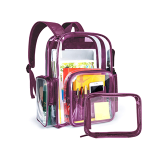 กระเป๋าเป้พีวีซีใส ทนทาน กันน้ำ ซิปปิดสนิท รับผลิตแบบ OEM/ODM เหมาะสำหรับไปโรงเรียน ทำงาน ผ่านจุดตรวจความปลอดภัย และการเดินทาง - Product Image 1