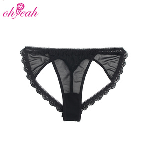 <span class=keywords><strong>Perizoma</strong></span> Nero Sexy a Vita Bassa in Maglia Floreale Spandex/Nylon con Dettagli in Pizzo, Apertura all'Anca e Spalline Sottili ODM per Donna - Product Image 6