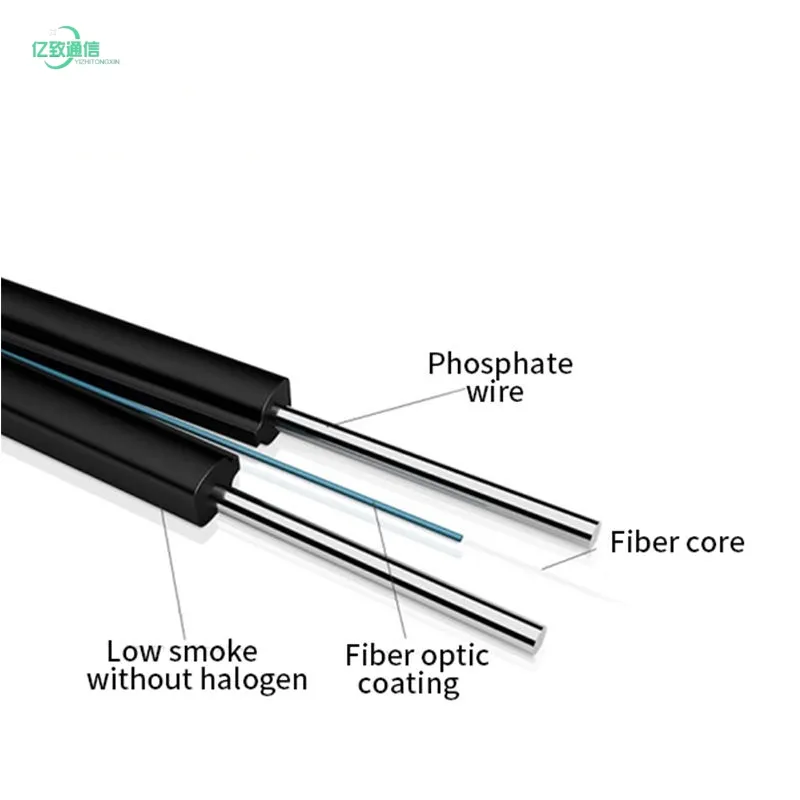 YIZHI high quality outdoor ftth fiber optic cable multicore 2 4 6 core optic fiber cable 2 Core Ftth fiber drop cable