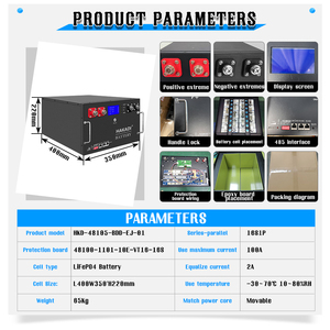 Paquete <span class=keywords><strong>de</strong></span> Baterías HAKADI 51.2V 105AH LFP, Paquete <span class=keywords><strong>de</strong></span> 48V con Celdas EVE LF105A Grado A, BMS <span class=keywords><strong>de</strong></span> 100A, Más <span class=keywords><strong>de</strong></span> 4000 Ciclos, para Almacenamiento <span class=keywords><strong>de</strong></span> Energía en el Hogar - Product Image 3