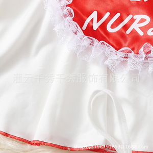 Lencería sexy de exportación europea y americana, conjunto rojo de tres piezas con encaje, estilo uniforme de sirvienta. - Product Image 3